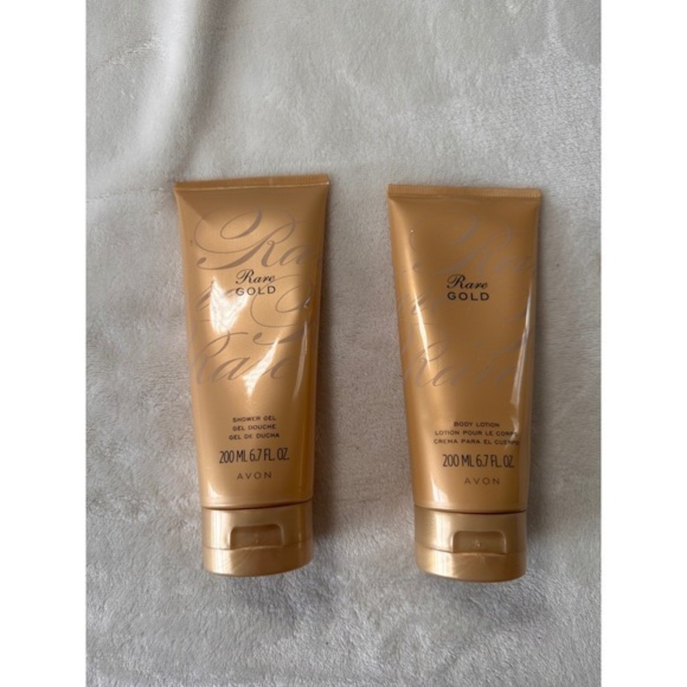 Avon Rare Gold Shower Gel and Body Lotion Set 6.7 fl oz Each New 2 Pack